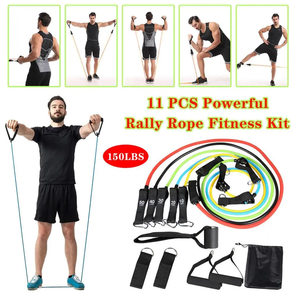 

11 Pcs Latex Resistance Bands Crossfit Training Exercise Yoga Tubes Pull Rope Rubber Elastic Bands Fitness With Bag Free Ship