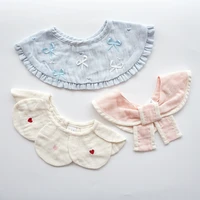 3pcs summer thin cotton gauze bib round petal infant baby bib absorbent four layer gauze drooling saliva towel baby supplies