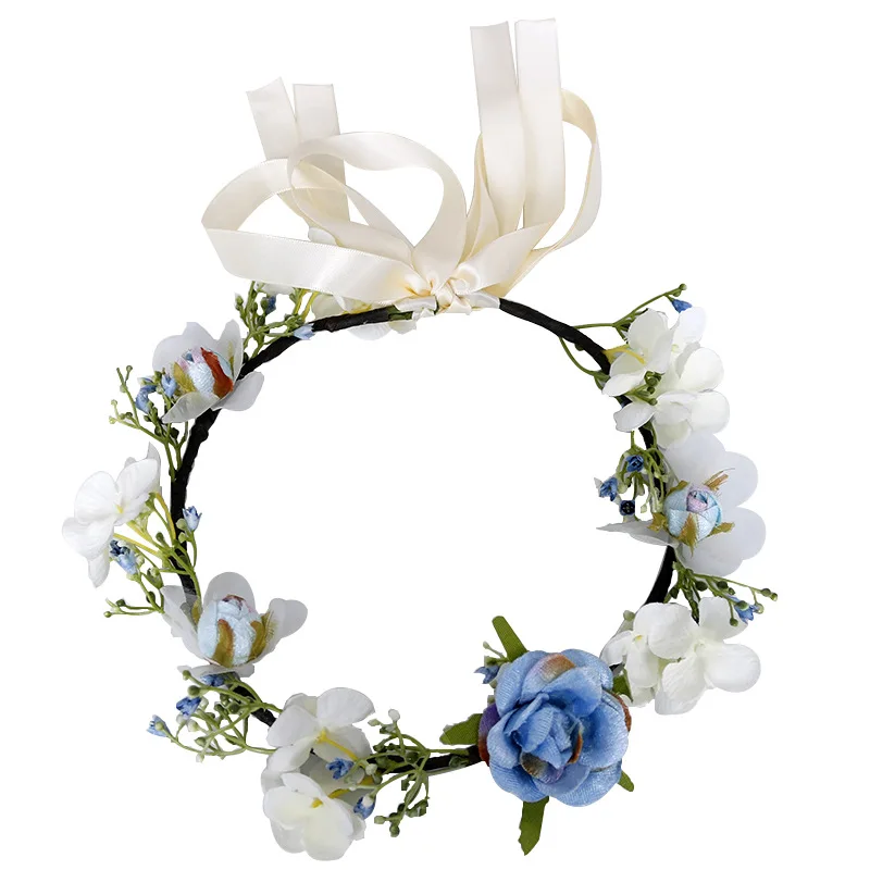 Гирлянда для невесты в Корейском стиле ручная работа голубая роза повязка на
