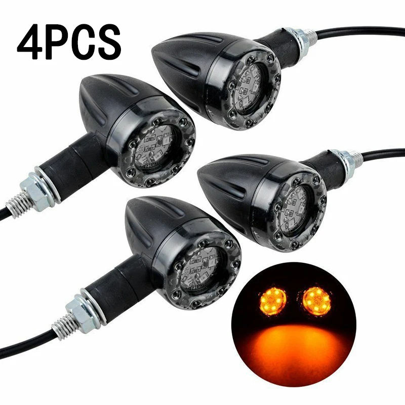 

4pcs/set Universal Motorcycle LED Lamp Rear Turn Signal Brake Lights Indicator Lamps Amber Accessories For Honda Kawasaki Suzuki