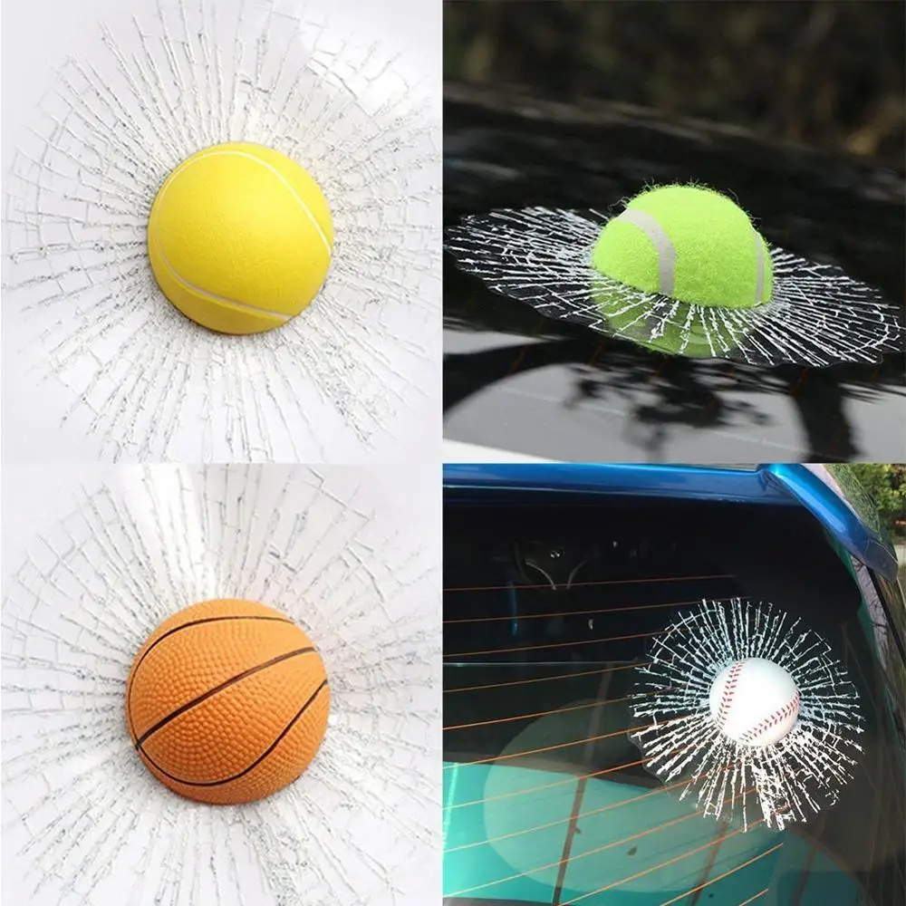 Стайлинг автомобиля бейсбол футбол теннис стерео разбитое стекло 3D наклейка