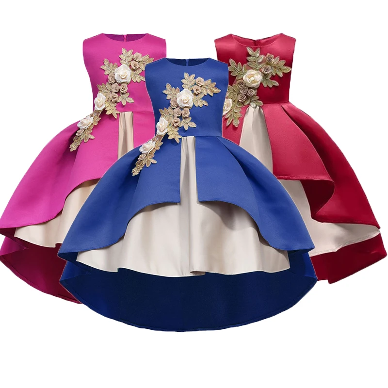 Летнее платье для девочек праздничное свадебное принцессы с цветами бальное