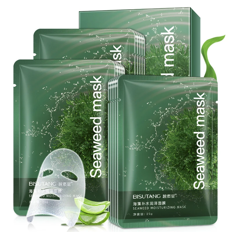 

[10pcs] Seaweed Moisturizing Mask Shrink Pores Moisturizing and Effective Replenishing Surface Film Skin Care Products