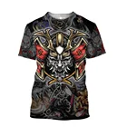 Футболка с принтом японского самурайского доспеха и 3D-принтом, летняя рубашка в стиле Харадзюку с короткими рукавами, уличный рыцарь в темном стиле для мужчин и женщин