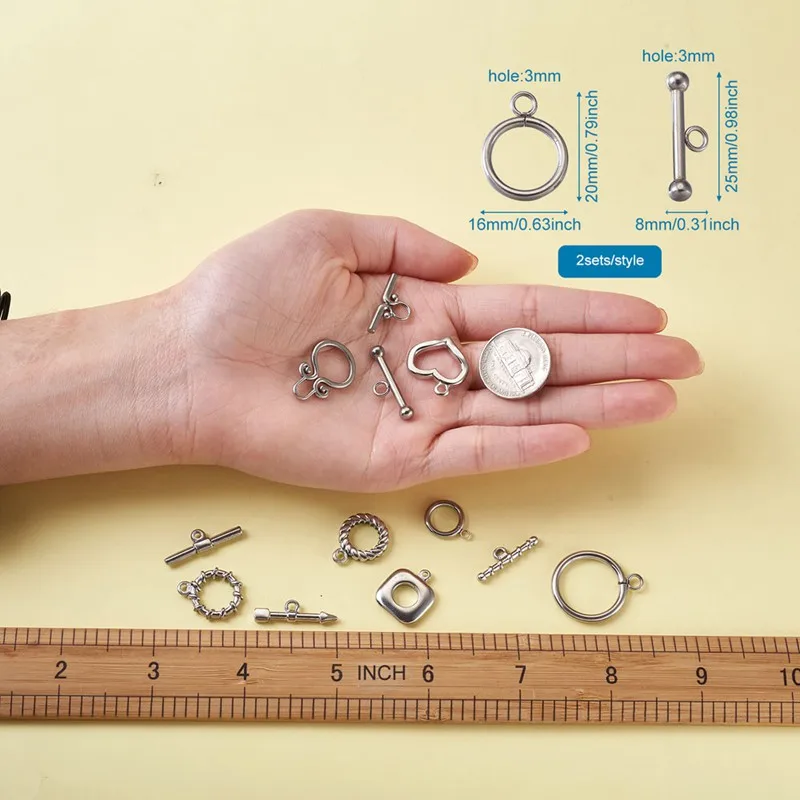 18 sets 304 Stainless Steel OT Toggle Clasps T-Bar Clasp Buckle Connector for Jewelry Making DIY Bracelet Necklace Finding