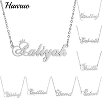 initial a name necklace stainless steel personalized custom name necklaces unisex crown charm choker colar nameplate jewelry
