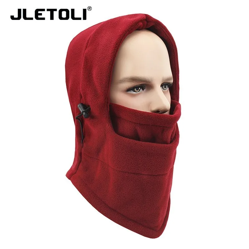 winred JLETOLI Открытый Осень Зима ветрозащитный флис теплый Facemask лыжный головной убор с капюшоном шапка Велоспорт езда обучение маска - Цвет: winred
