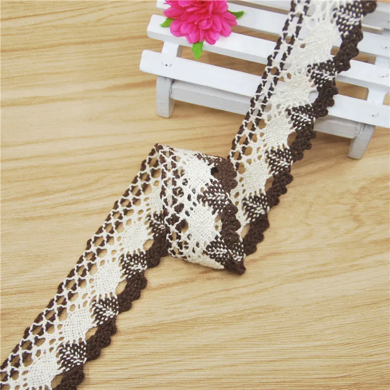 Модная оптовая продажа 30 мм хлопковая кружевная отделка цвета слоновой кости