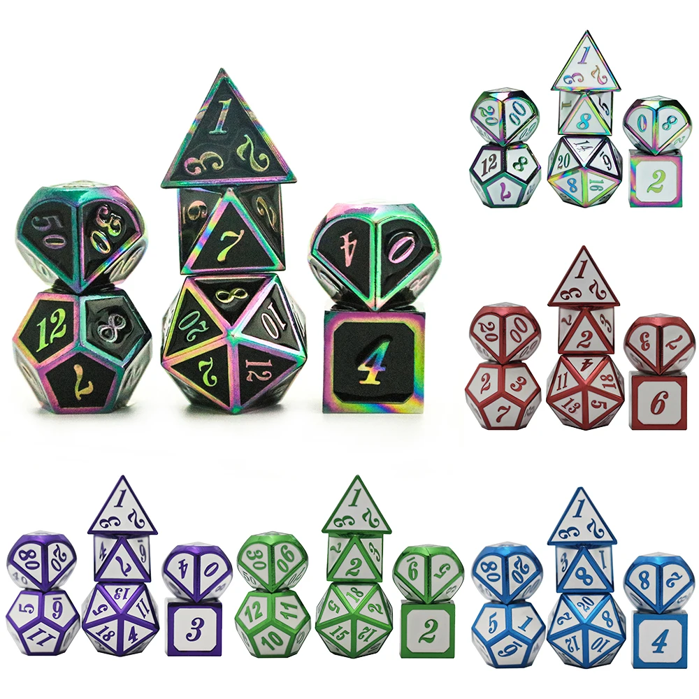 Металлические игральные кости D & 7 шт. в комплекте фотоаксессуары + 1 сумка для ПК D4