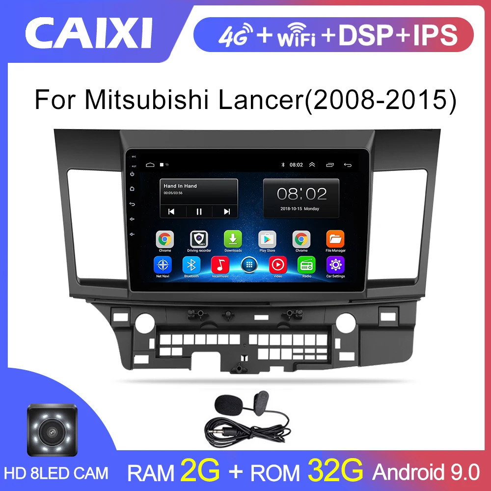 Автомобильный мультимедийный плеер с радио Android 9 0 для Mitsubishi lancer 2008 2009 2010 2016 Видео
