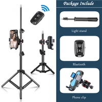 selfie tripod adjustable light stand for phone camera photo studio softbox ring light with phone holder 14 screw rotating head