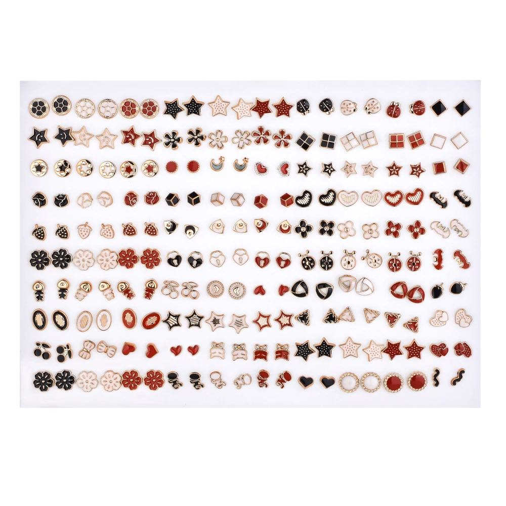 

SLZBCY Wholesale 100Pairs/Set Mix Style Small Stud Earrings Set For Girls Women Cute Heart Child Earring Fashion Jewelry Gift