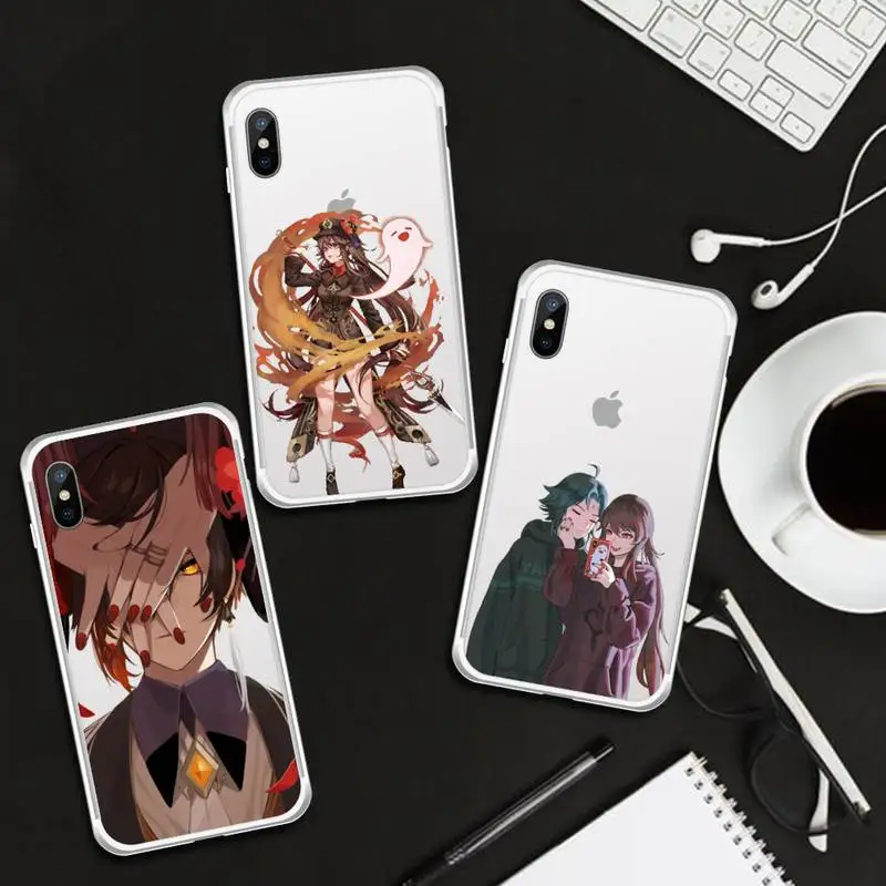 

Genshin Impact Hu Tao Phone Case Transparent for iPhone 6 7 8 11 12 s mini pro X XS XR MAX Plus cover Clear mobile bag Game Art