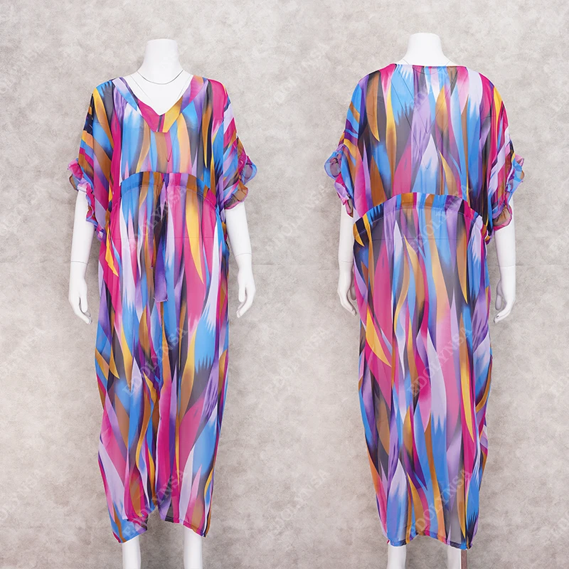 2021 Chiffon Beach Cover up Bathing suit for Women Pareo Swim Saida De Praia Robe Plage Kaftan Dress #Q830 | Женская одежда