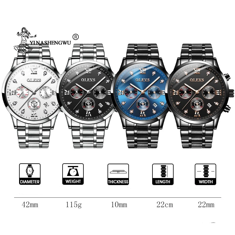 

Men's Waterproof Luminous Chronograph Watch Military Stainless Steel Quartz Watch Top Brand Luxury Men's Casual Sports Watch