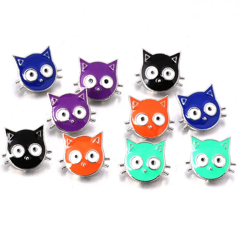 10 шт./лот смешанные 12 мм милые кошачьи капельки масло кнопки ювелирные изделия
