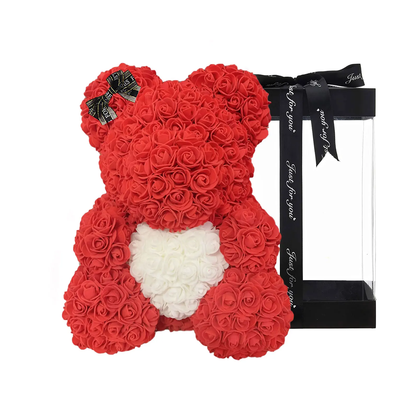 

cm Rose Flower Bear Doll Toys Artificial Flower Valentines Day Gifts Birthday 2021 Thanksgiving For Love Toy for typical
