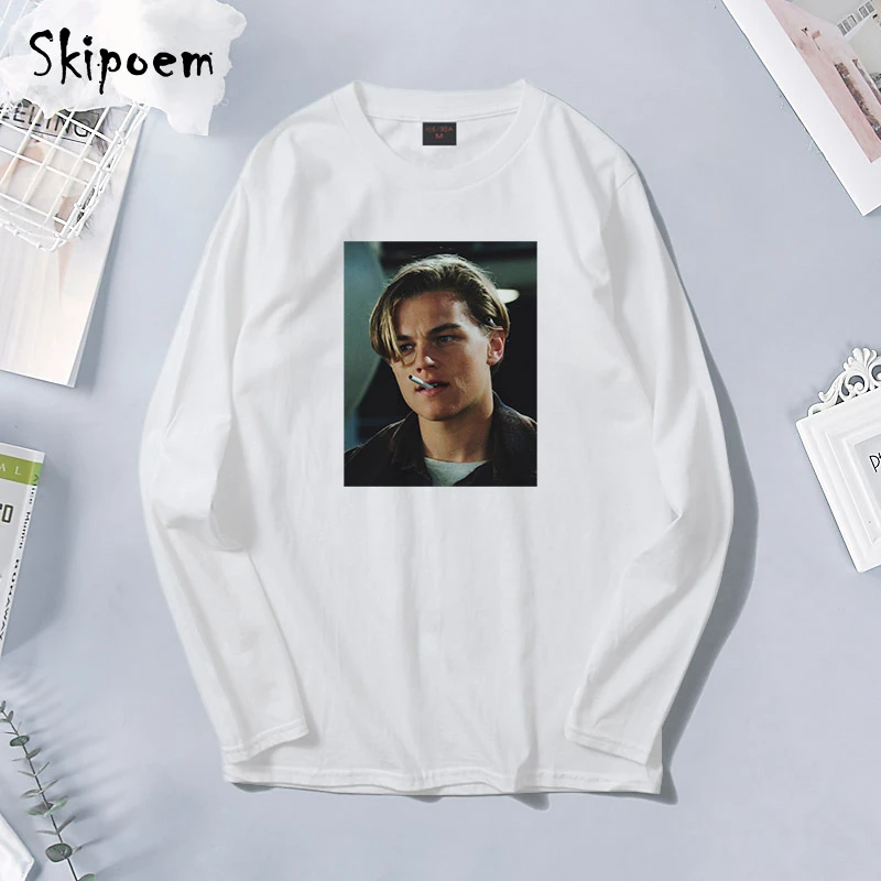 Футболка женская из хлопка с длинным рукавом Леонардо ДиКаприо | Женская одежда