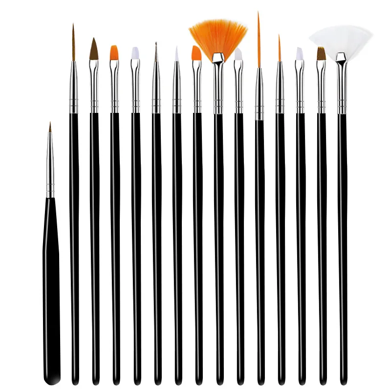 Juego de pinceles para manicura, set de 15 unids/set de pinceles para Gel acrílico líquido en polvo para esculpir