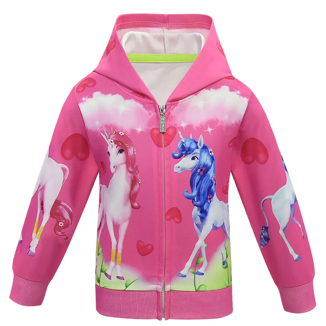 

Spring Jacket for Girls Coats Hooded Unicorn Rainbow Pattern Baby Girls Clothes Outerwear Kids Windbreaker Autumn Girls Jackets