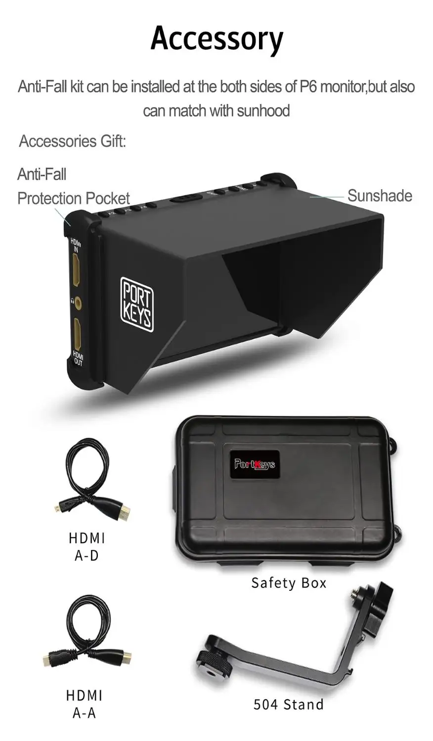 

Portkeys P6 5.5 inch On Camera Monitor 4K HDMI 3D LUT 1920x1080 Ultra Narrow Bezel Monitor DSLR Field Video Monitor RGB Waveform