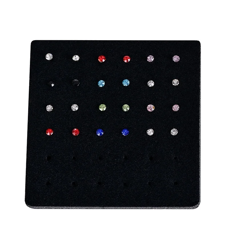 Трендовое кольцо-гвоздики с круглым кристаллом для пирсинга носа 24 шт./кор.