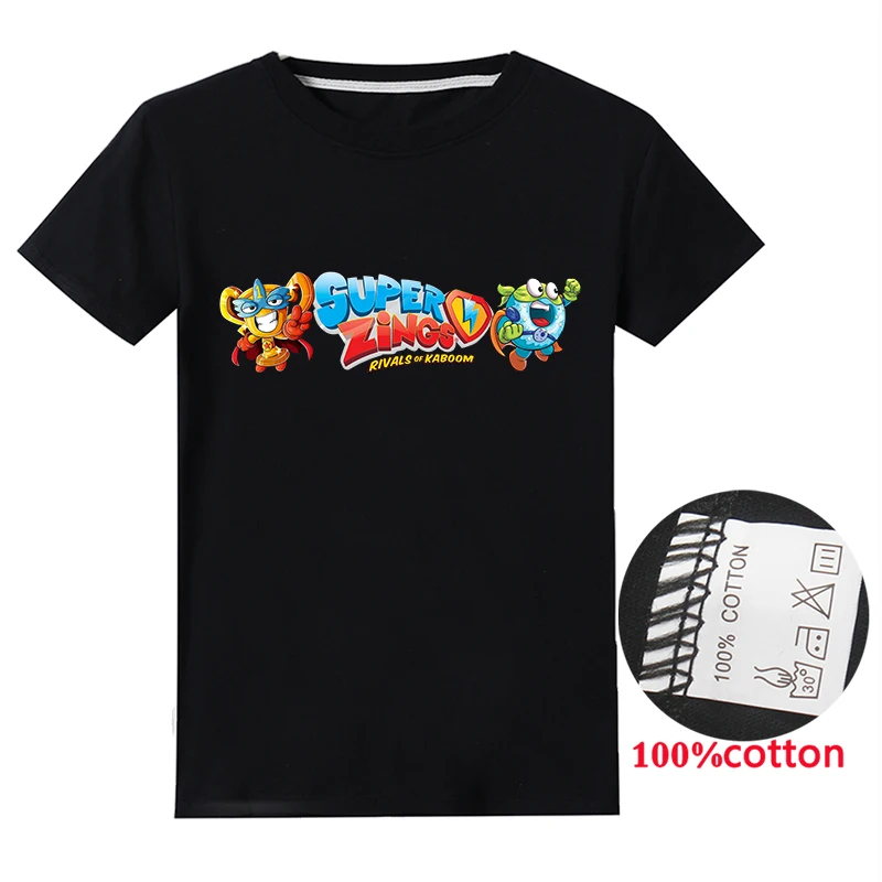 Camisetas con estampado de dibujos animados para ni&ntilde;os y ni&ntilde;as, ropa de algod&oacute;n de Superzings, de verano-4
