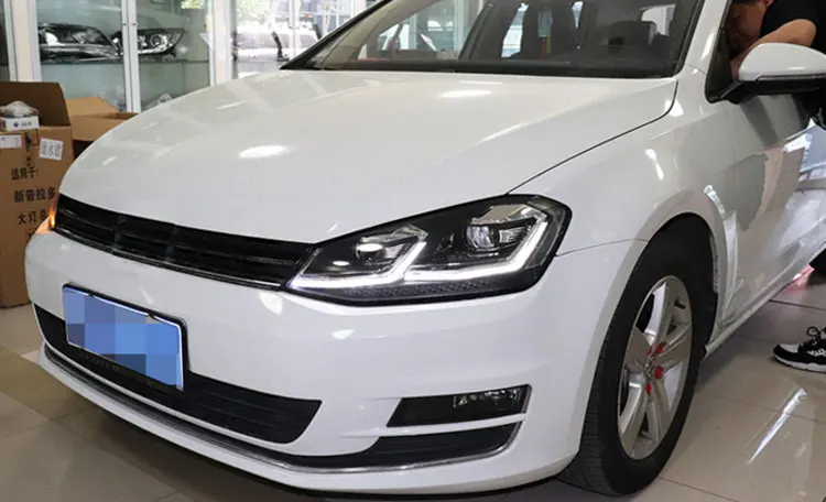 2 шт. автомобильный стиль светодиодный фары для golf 7 2013- для golf 7 Головной фонарь светодиодный DRL Объектив двойной луч H7 HID Xenon bi xenon объектив