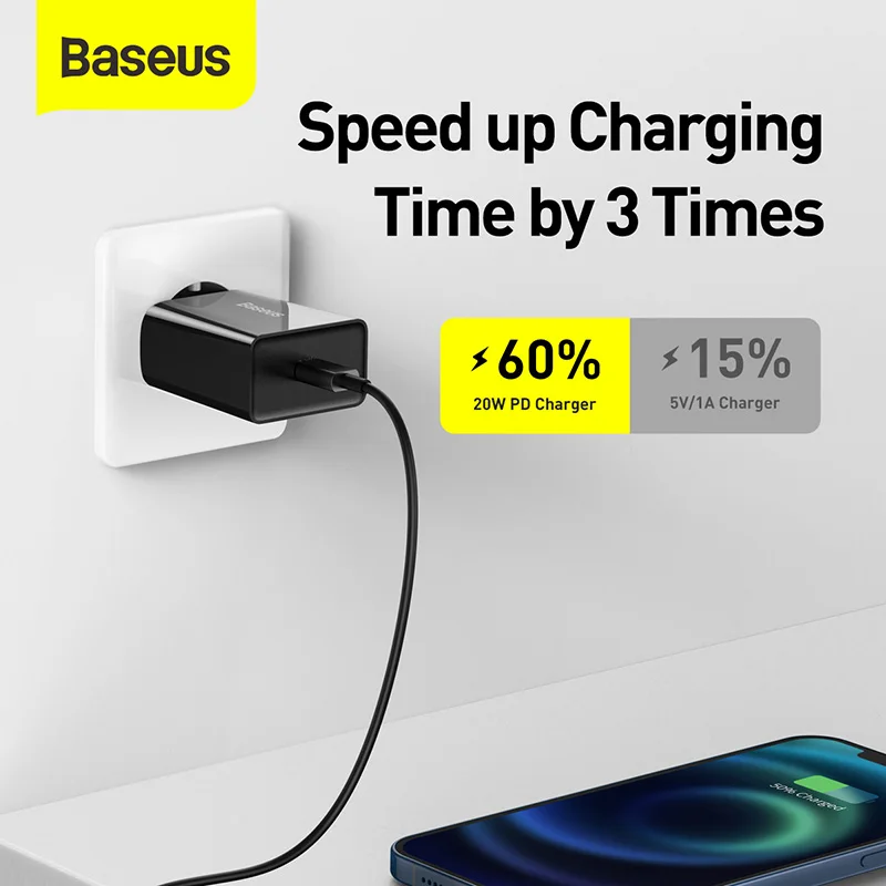 Быстрое зарядное устройство Baseus 20 Вт QC 3 0 PD USB Type C для iPhone 12 X Xs 8 Xiaomi Samsung Phone |