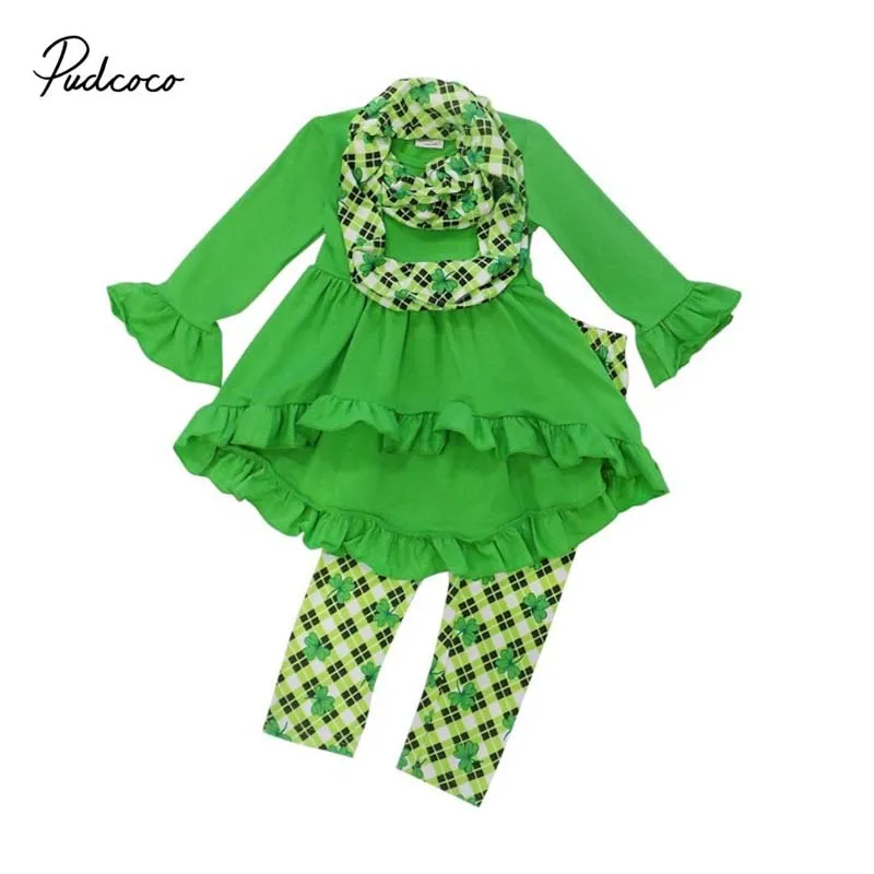 3 шт. Детские кофты с длинным рукавом + брюки клевером шарф|Комплекты одежды для