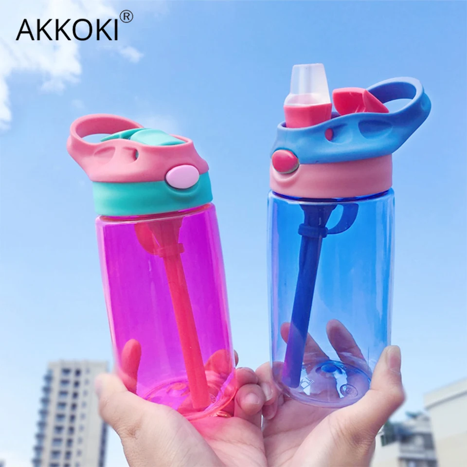 480 мл тритан бутылка для воды с соломой Дети питьевой бутылки водой детей