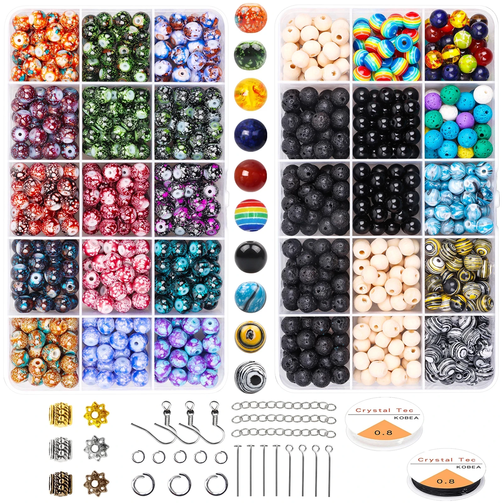 

DIY Craft Supplies Beads Bulk Acrylic Wooden Glass Stone Round Beads for Bracelet Necklace Jewelry Making Supplies