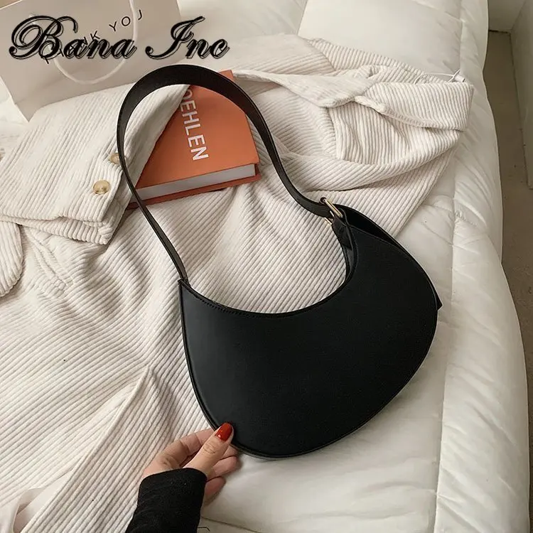 

Кожаная сумка на плечо во французском стиле, маленькие сумочки с полумесяцем для подмышек, клатч, однотонный модный винтажный тоут-кошелек