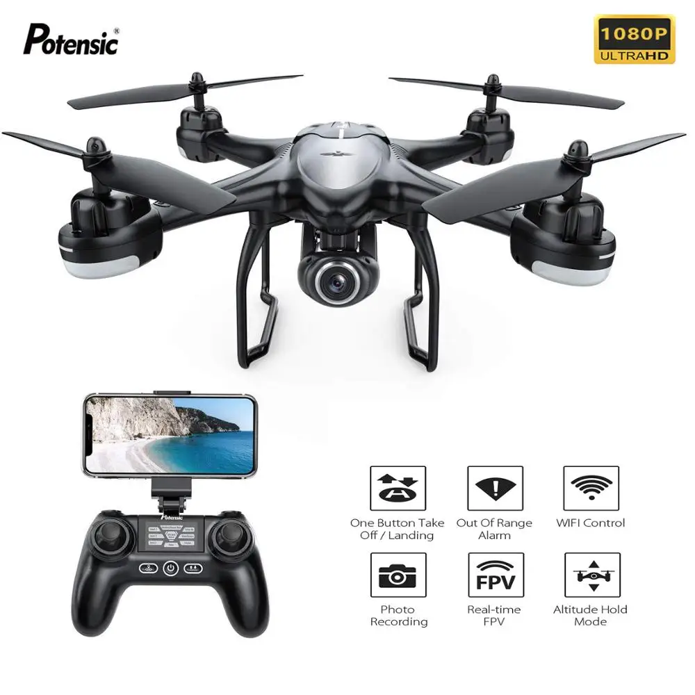 Potensic T18 Радиоуправляемый Дрон с широкоугольной камерой HD 1080P FPV WIFI функция
