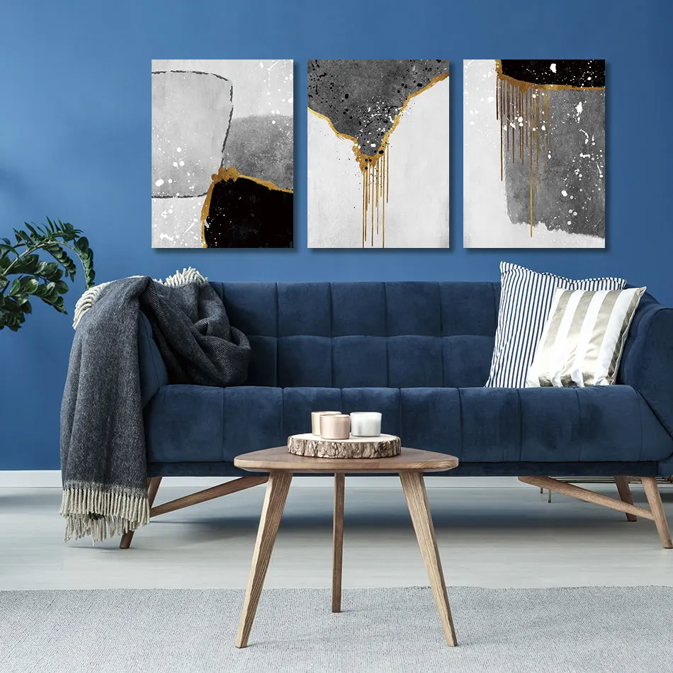3 шт. Постер для настенного искусства с черно серым белым цветным блоком
