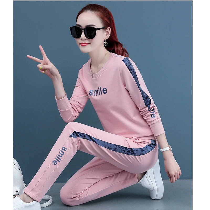 Женская одежда из двух частей размера плюс 4xl с круглым вырезом топ и штаны chandal