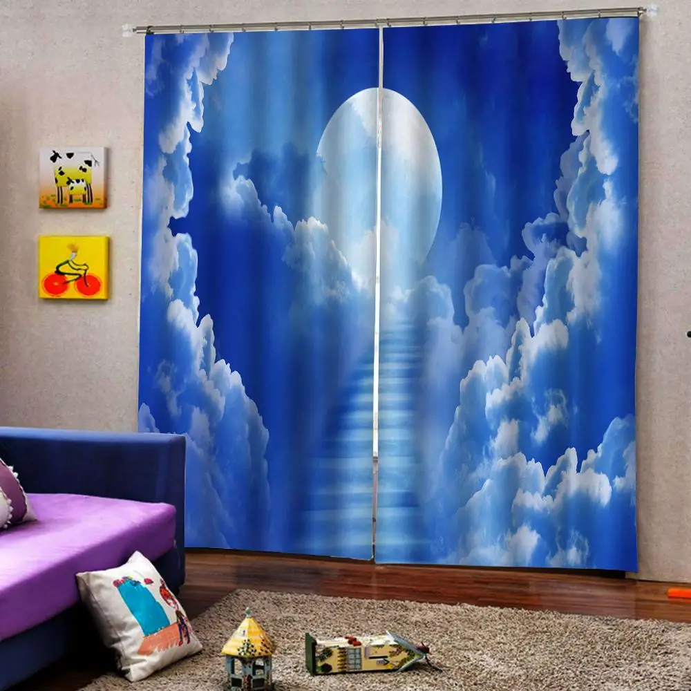 Индивидуальная фотография любого размера голубое небо занавески из лун 3D