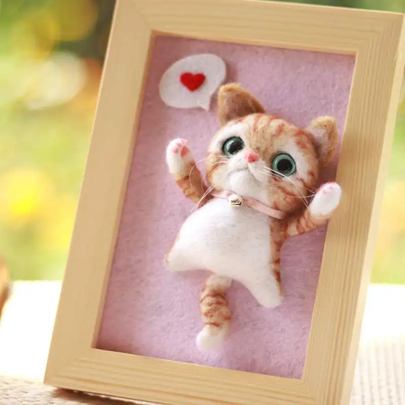 Творческий набор из шерсти и фетра фоторамка для фотографий фетровой кошки штамп