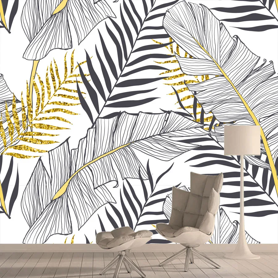 

Custom Photo Wallpapers Modern Green Leaves Watercolor Nordic Style Mural Walls Paper for Living Room TV Bedroom 3D Home Decor