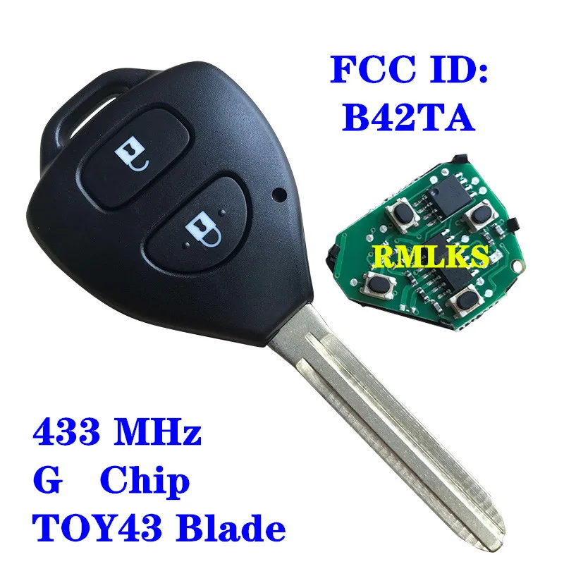 FCC ID: B42TA дистанционный ключ брелок 433 МГц G 4D67 чип для Toyota Hilux Fortuner 2011-2014 Yaris 2008-2014 Innova
