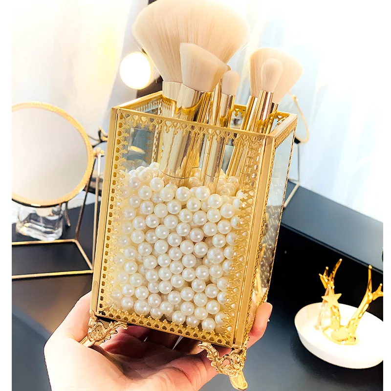 Органайзер для кистей макияжа прозрачный стеклянный карандаш косметических