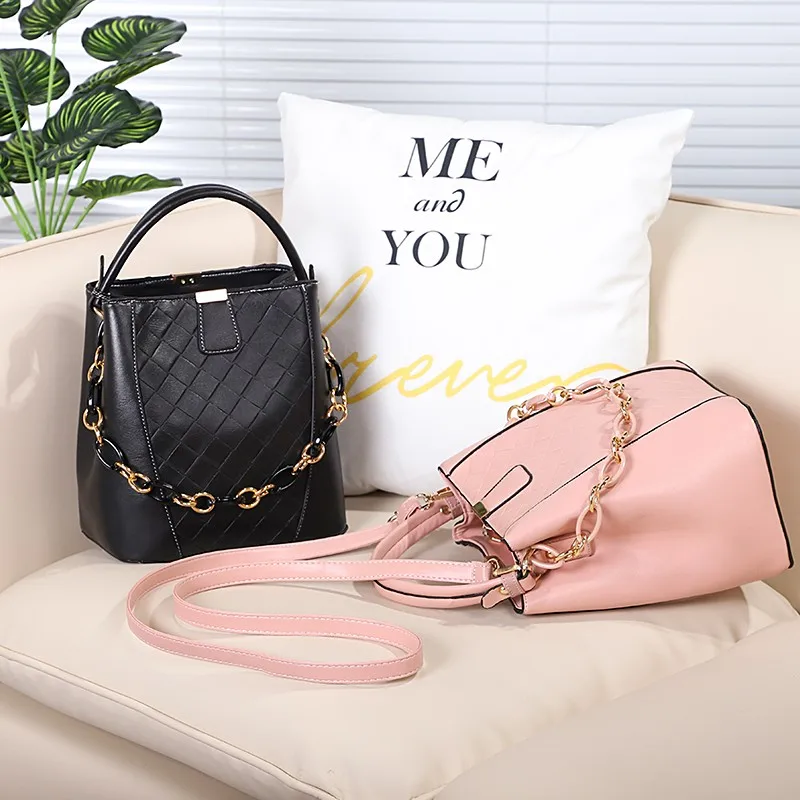 

Tote Bags for Women 2021 New Fashion All-match Simple Woven Shoulder Bucket Bag Ladies Diagonal Portable Purses and Handbags Sac