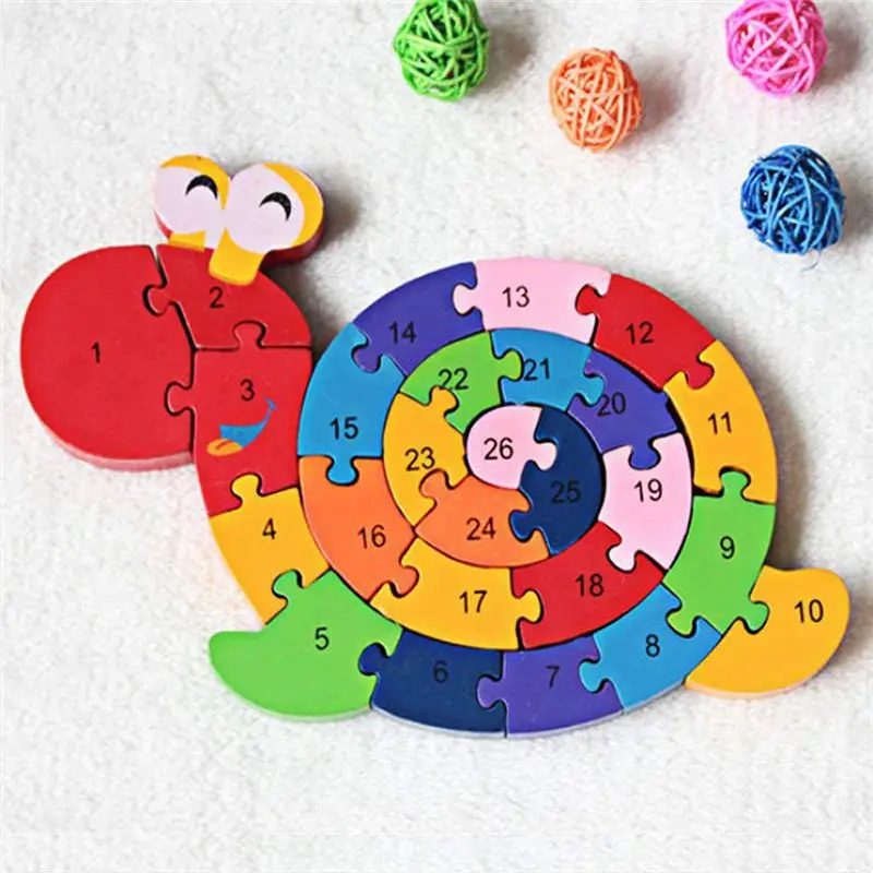 

Wooden Blocks Jigsaw Winding Snail Letter and Numbers Puzzles Preschool Educational Toys for Toddlers Kids Children Boys