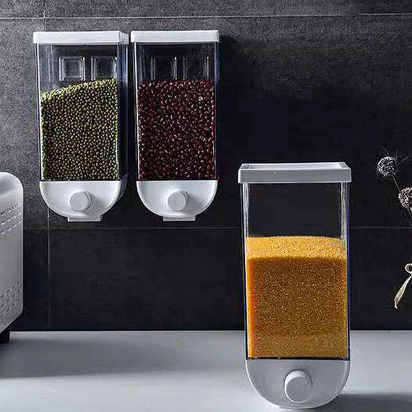 

Wall Mounted Press Cereals Dispenser Grain Storage Box Dry Food Container Organizer Kitchen Accessories,1500Ml,3 Pcs
