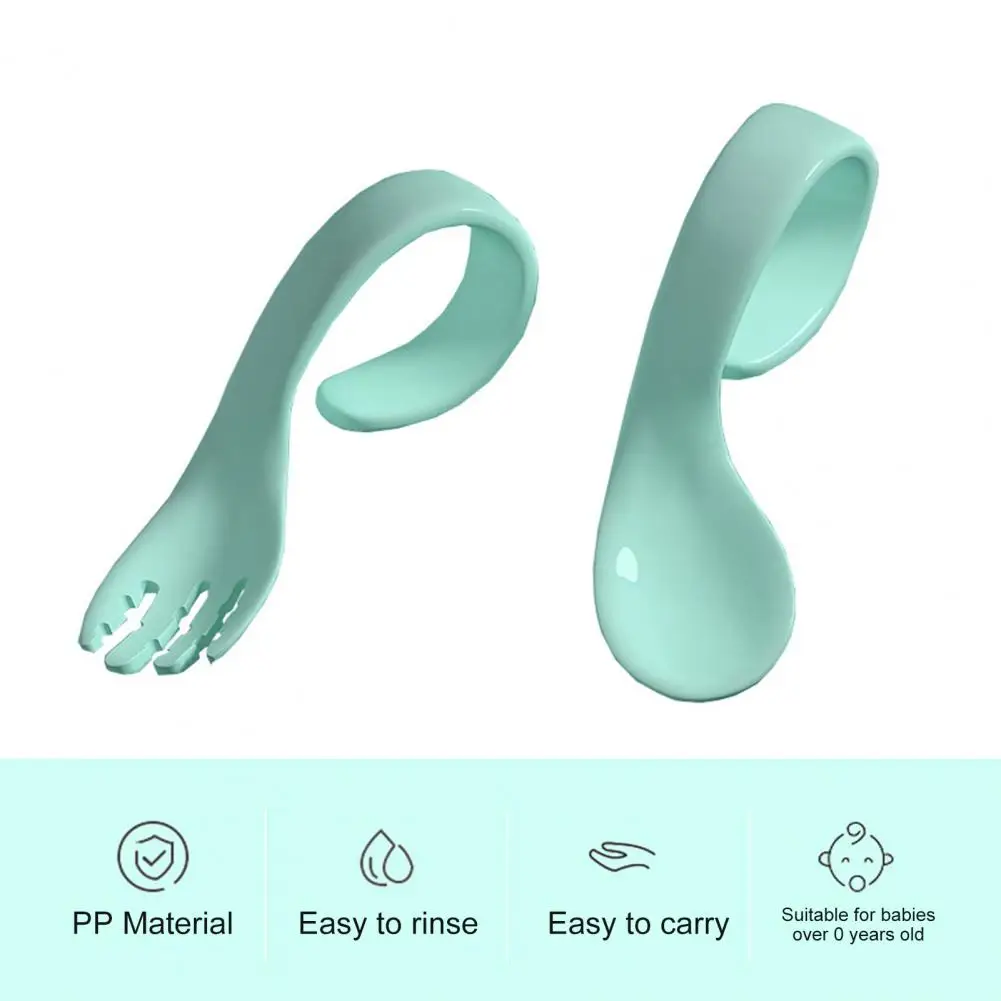 Cuchara auxiliar de Gel de silicona para beb&eacute;, juego de utensilios para aprender a comer, cuchara suave Flexible de entrenamiento, vajilla para ni&ntilde;os-5