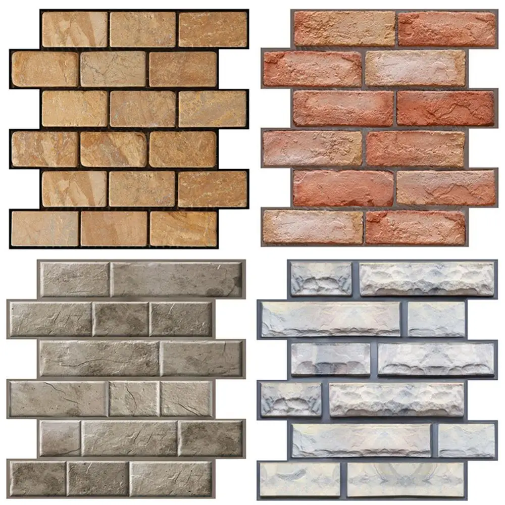 

30x30cm 3D Tile Brick Wall Sticker Decor Waterproof Self-adhesive Waterproof Foam Panel Backdrop Decor Wall Sticker 5P