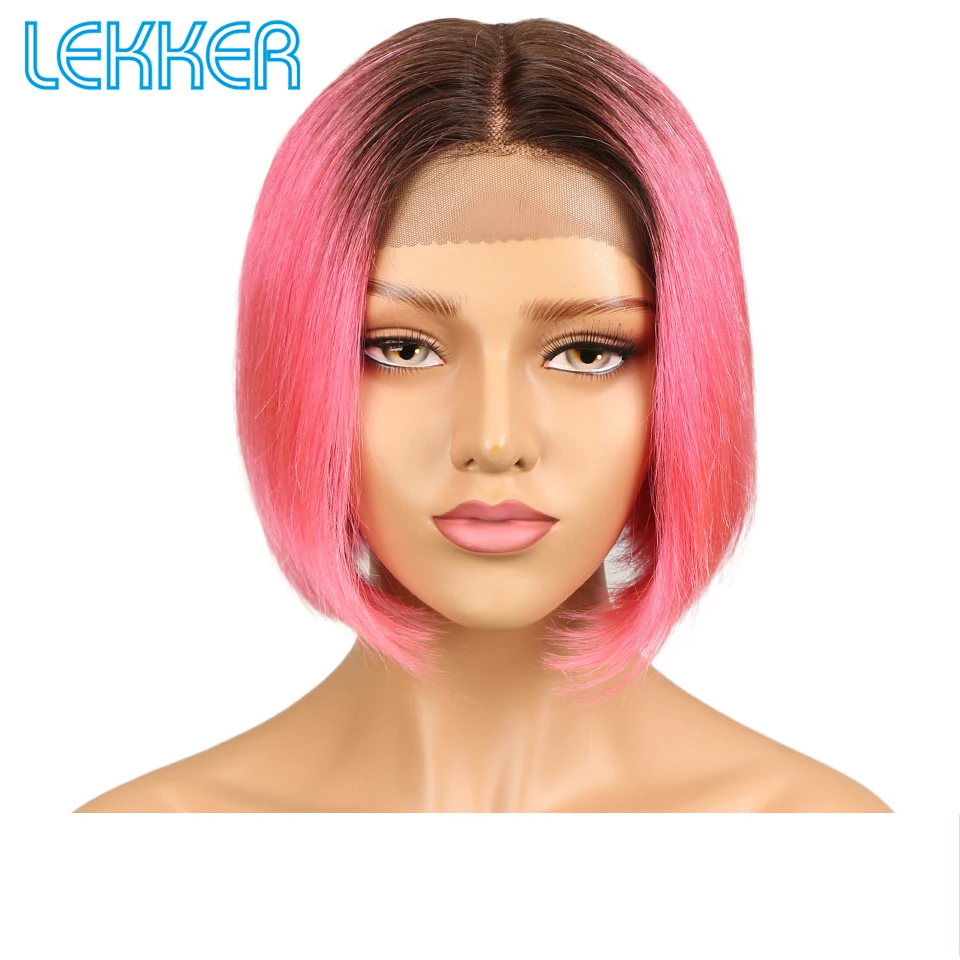 Парик женский прямой из натуральных волос розовый карамельный красный|Парики с