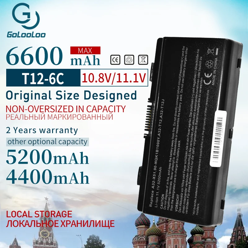 

Golooloo 6 Cells X51L X51R X51RL Laptop Battery For Asus A32-X51 90-NQK1B1000Y A32-T12 T12Fg T12Ug X51C X51H