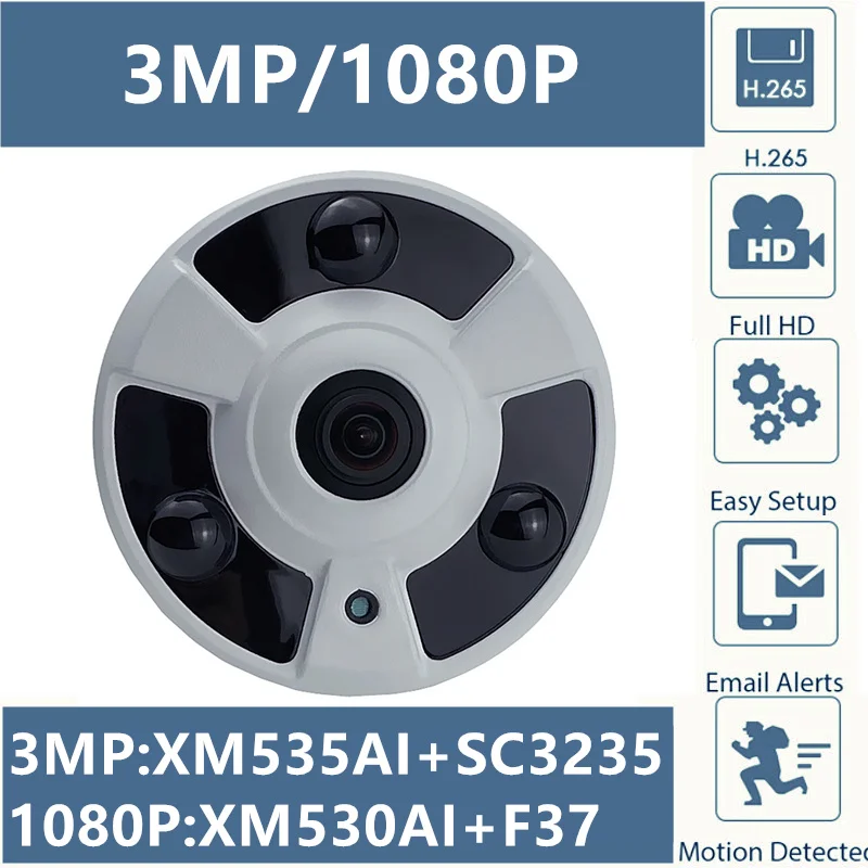 Металлическая потолочная купольная камера рыбий глаз 3 Мп 2 МП IP XM535AI + SC3235 2304*1296 XM530