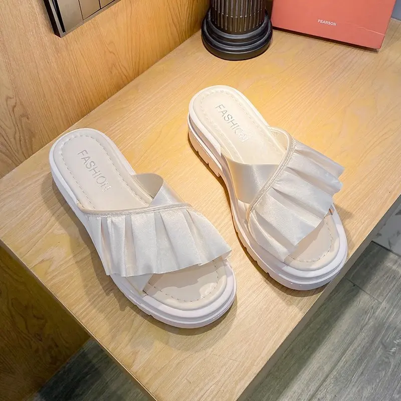 

Shoes House Slippers Platform Slipers Women Luxury Slides Low 2021 Designer Summer Rome Rubber Fabric Basic Fashion Hoof Heels